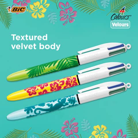 Penna a sfera a scatto BIC 4 Colours 1 mm -  Velours conf. 3 pz - 992579